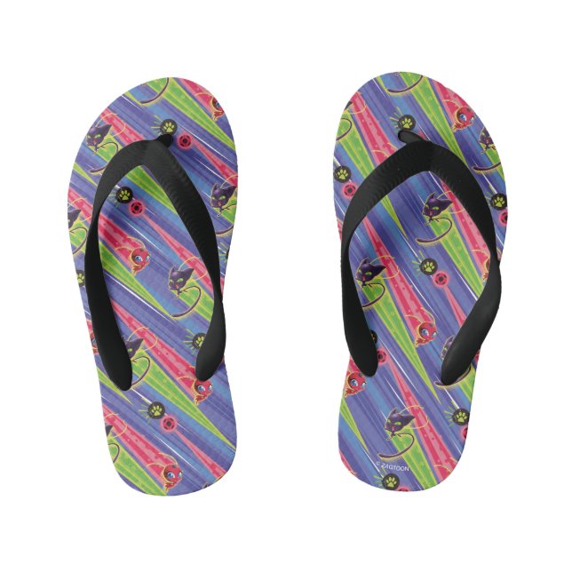 Miraculous Kwamis Tikki & Plagg Pattern Kid's Flip Flops (Footbed)
