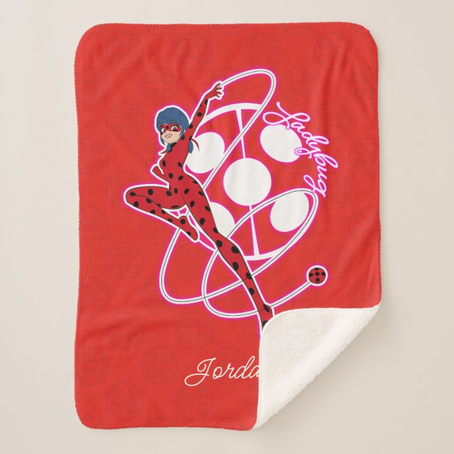Miraculous Ladybug Badge Sherpa Blanket (Front)