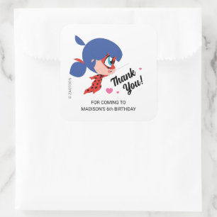 Miraculous Ladybug Birthday Thank You Square Sticker