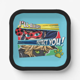 Miraculous Ladybug & Cat Noir Always Protect You Paper Plate