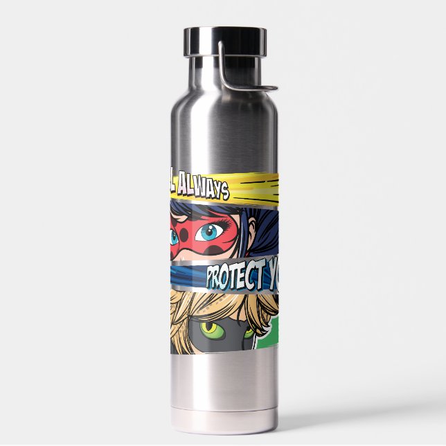 Miraculous Ladybug & Cat Noir Always Protect You Water Bottle (Left)