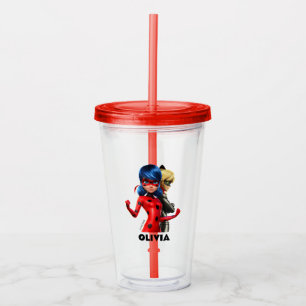 Miraculous Ladybug & Cat Noir Birthday Party Favou Acrylic Tumbler