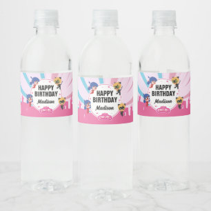 Miraculous Ladybug & Cat Noir Chibi Birthday Water Bottle Label