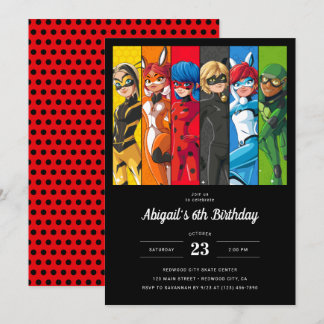 Miraculous Ladybug Character Birthday Invitation
