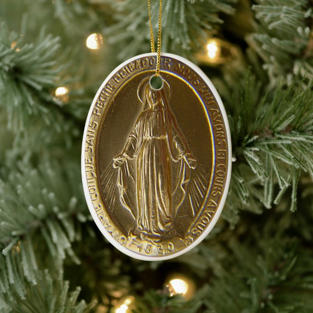 Miraculous Medal Ceramic Ornament (Tree)