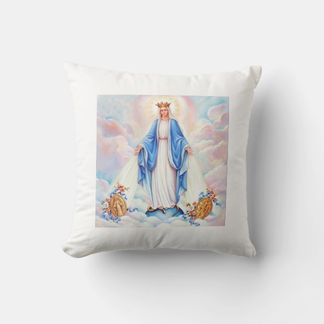 Miraculous Medal Virgin Throw Pillow (Front)