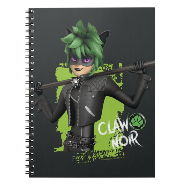 Miraculous Re-verse Claw Noir Character Graphic Notebook (Front)