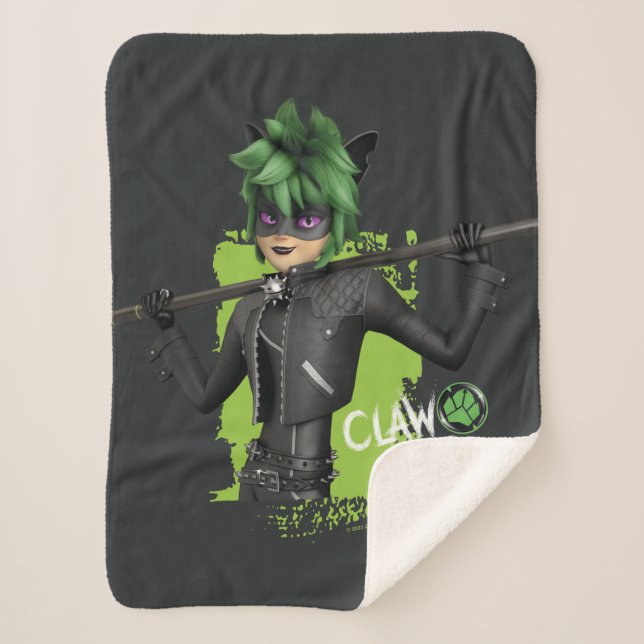 Miraculous Re-verse Claw Noir Character Graphic Sherpa Blanket (Front)