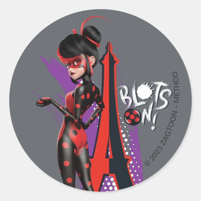 Miraculous Re-verse Shadybug Blots On! Classic Round Sticker (Front)
