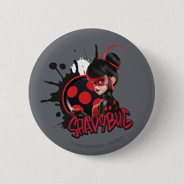 Miraculous Re-verse Shadybug Character Graphic 2 Inch Round Button (Front)