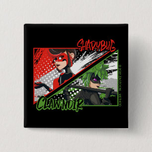 Miraculous Re-verse Shadybug & Claw Noir 2 Inch Square Button
