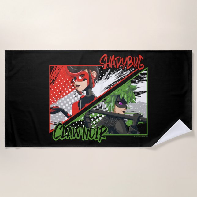 Miraculous Re-verse Shadybug & Claw Noir Beach Towel (Front)