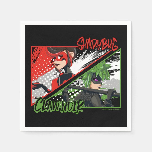Miraculous Re-verse Shadybug & Claw Noir Napkin (Front)