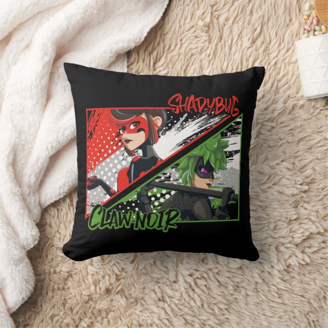 Miraculous Re-verse Shadybug & Claw Noir Throw Pillow (Blanket)