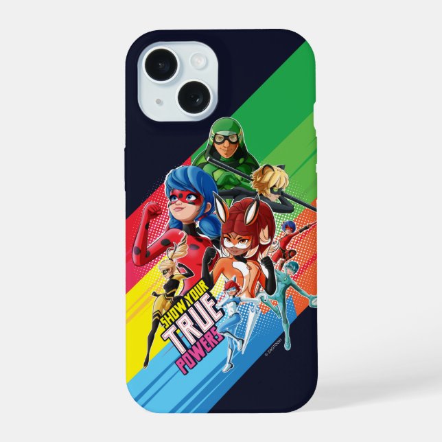 Miraculous Show Your True Powers iPhone 15 Case (Back)