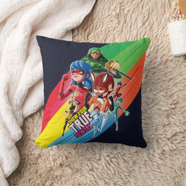 Miraculous Show Your True Powers Throw Pillow (Blanket)