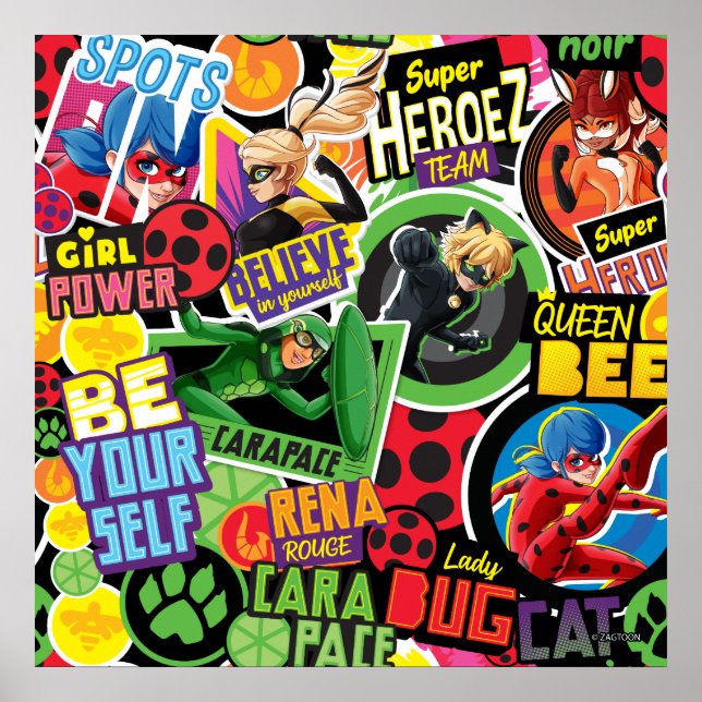 Miraculous Superhero Characters Pattern Poster (Front)