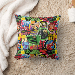 Miraculous Superhero Characters Pattern Throw Pillow