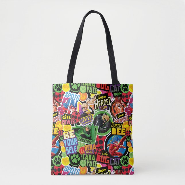 Miraculous Superhero Characters Pattern Tote Bag (Front)