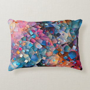 "Mirage Cascade" Colourful Abstract Art Landscape Accent Pillow