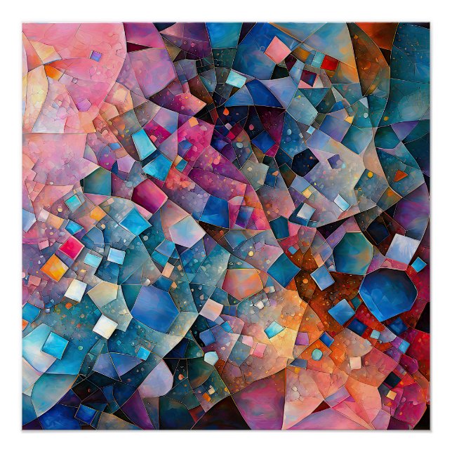 "Mirage Cascade" Colourful Abstract Art Landscape Poster (Front)