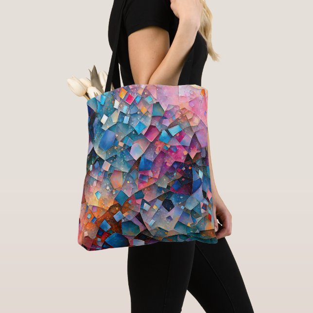 "Mirage Cascade" Colourful Abstract Art Tote Bag (Close Up)