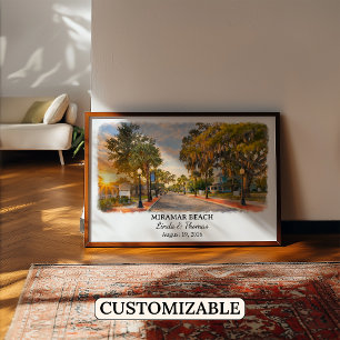 Miramar Beach Florida Poster, Watercolor, Custom Poster