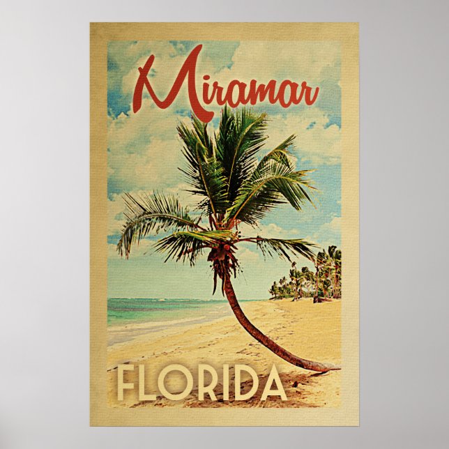 Miramar Palm Tree Vintage Travel Poster (Front)
