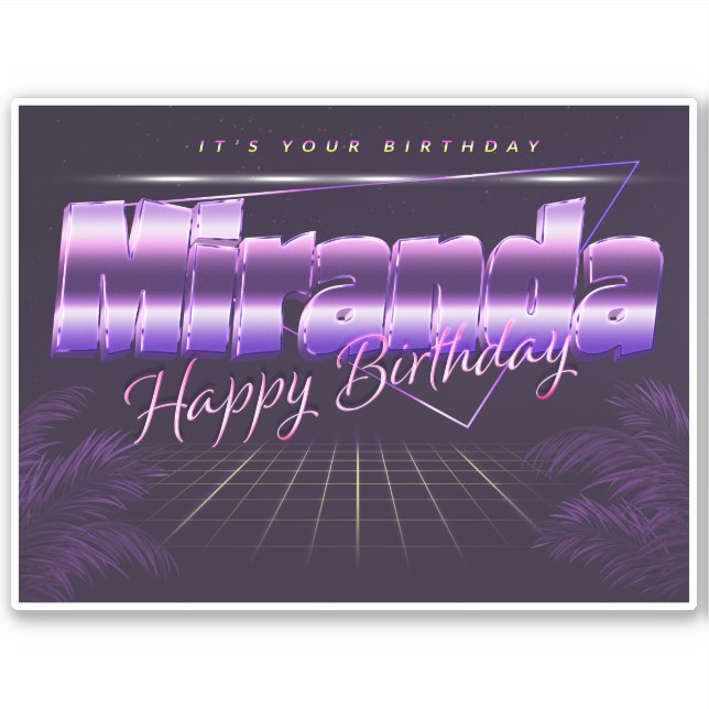 Miranda Name First name lila retro Sticker Birthda (Front)