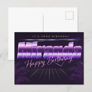 Miranda Name Vorname lila Postkarte Geburtstag Postcard