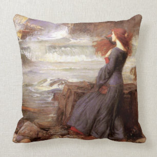 Miranda -- The Tempest by John William Waterhouse Throw Pillow