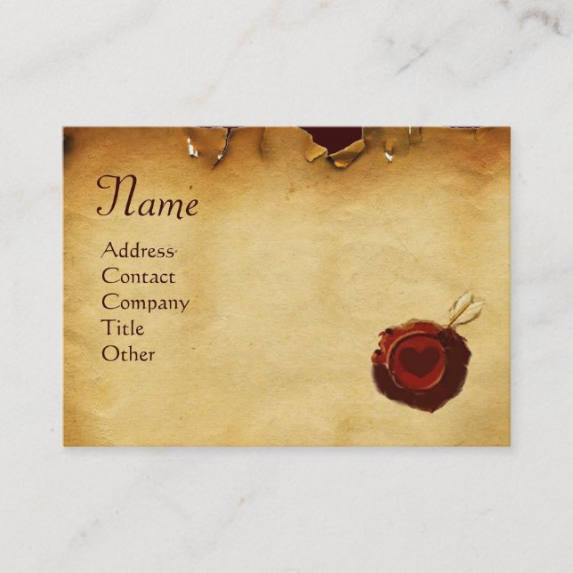 MIRANDOLINA RED WAX SEAL Parchment Monogram cream Business Card (Front)