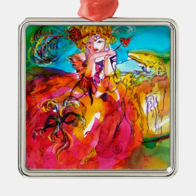 MIRANDOLINA ,Venetian Carnival Mask Metal Ornament (Front)