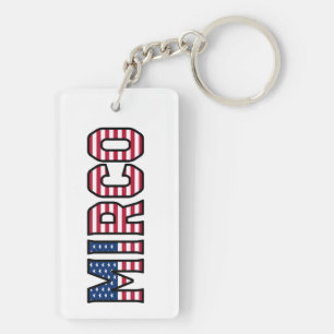 Mirco Name First Name USA Flag Keychain