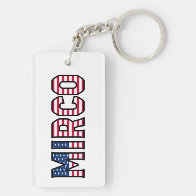Mirco Name First Name USA Flag Keychain (Back)