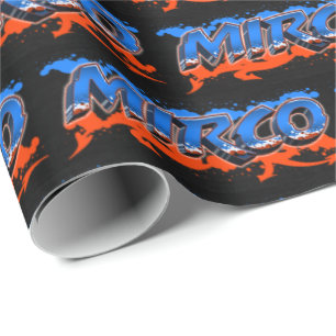 Mirco Vorname Name Graffiti blue orange Wrapping Paper