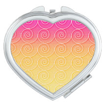 Miroir Compact Cœur Dégradé Rose et Jaune