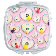 Miroir compact design rose esthétique