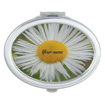 Miroir compact personnalisable ovale de marguerite