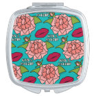 Baiser et éclair rouge de lèvres de roses roses de