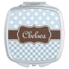 Blue Polka Dot En vichy Motifs Nom Brown
