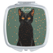 Chat noir mystique avec yeux orange et Parties sci