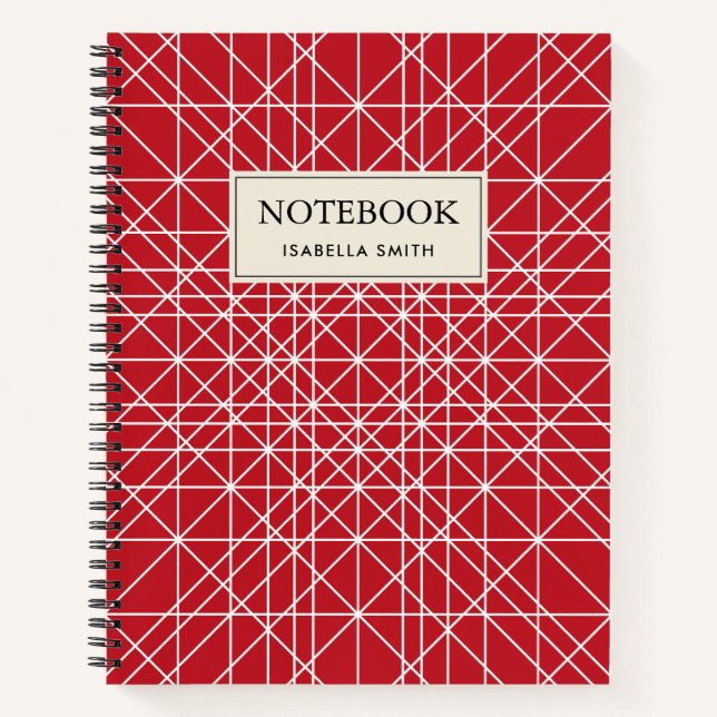 Miroku Red and White Geometric Pattern Notebook (Front)