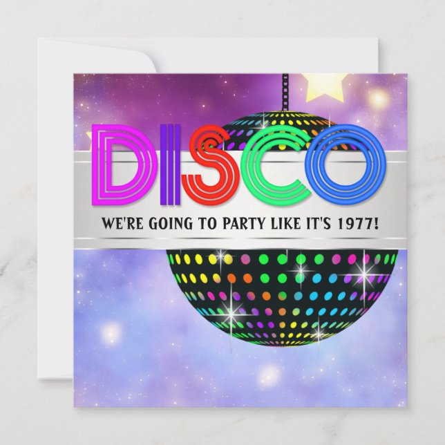 Mirror Ball Disco Party Invitations (Front)
