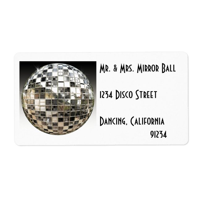 Mirror Ball Disco Party Labels (Front)