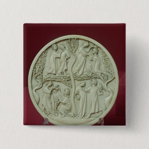 Mirror case depicting courtly scenes, c.1320-30 2 inch square button