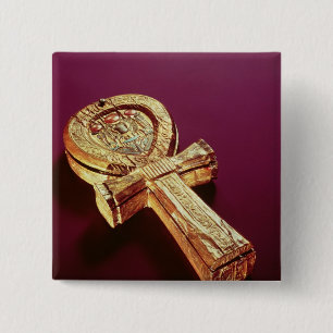 Mirror case in the form of an ankh 2 inch square button