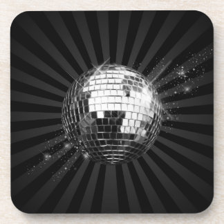 Mirror Disco Ball on Black Coaster
