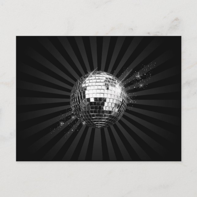 Mirror Disco Ball on Black Postcard (Front)