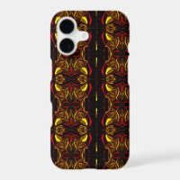 Mirror -Gold and red curved traces with dark parts